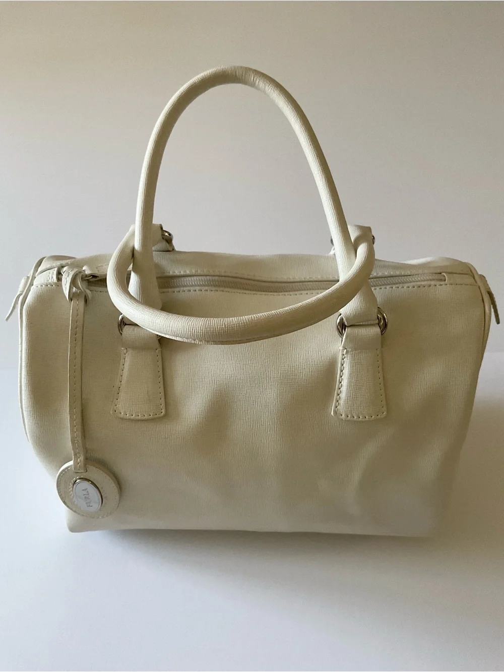 FURLA SAFFIANO LEATHER SATCHEL BAG WHITE EXCELLENT LIKE NEW